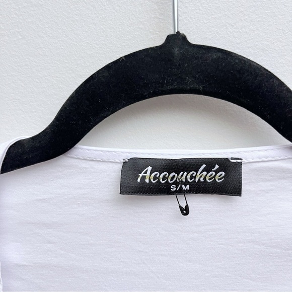 Accouchee Women’s S/M White Tie Waist A Line Wrap Maternity Nursing Dress - Picture 9 of 11